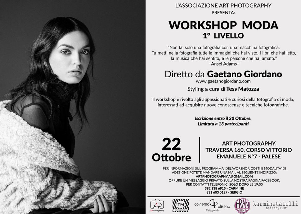 workshop fotografia di moda a cura di Gaetano Giordano