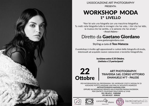 workshop fotografia di moda a cura di Gaetano Giordano